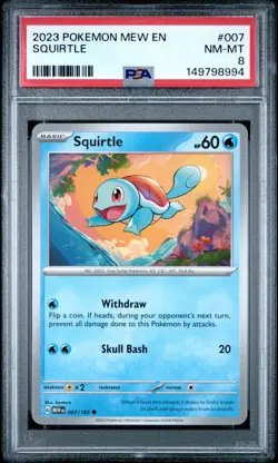 2023 POKEMON MEW EN-151 #007 SQUIRTLE PSA 8 - Image 1