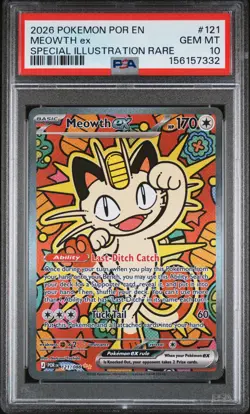 2026 POKEMON POR EN-PERFECT ORDER SPECIAL ILLUSTRATION RARE MEOWTH EX PSA 10 - Image 1