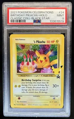 2021 Pokemon SWSH Celebrations Pikachu Classic #24 PSA 9 - Image 1