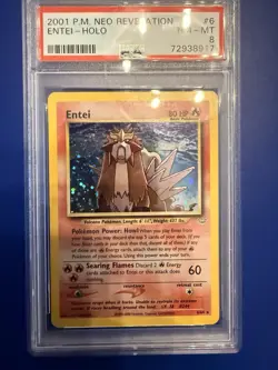 Entei Holo Rare #6 2001 Pokemon TCG Neo Revelation PSA 8 Mint 6/64 - Image 1