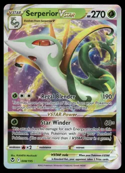 Serperior VSTAR 008/195 Holo VSTAR Rare Silver Tempest Pokemon Holo Near Mint - Image 1