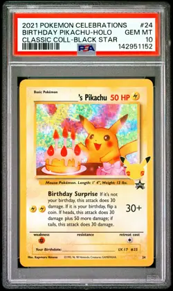 2021 POKEMON CELEBRATIONS CLASSIC COLLECTION #24 BIRTHDAY PIKACHU-HOLO PSA 10 - Image 1