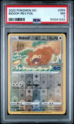 2022 POKEMON GO #059 BIDOOF-REVERSE FOIL PSA 7 - Image 1