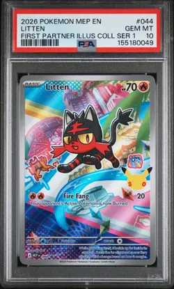 2026 POKEMON FIRST PARTNER ILLUSTRATION COLLECTION PROMO #044 LITTEN PSA 10 - Image 1
