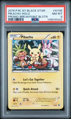 2016 POKEMON XY BLACK STAR PROMO BREAKPOINT BLISTERS #XY95 PIKACHU-HOLO PSA 8 - Image 1
