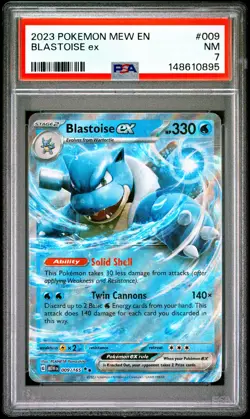 2023 POKEMON MEW EN-151 #009 BLASTOISE EX PSA 7 - Image 1