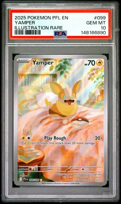 2025 POKEMON PFL EN-PHANTASMAL FLAMES ILLUSTRATION RARE #099 YAMPER PSA 10 - Image 1