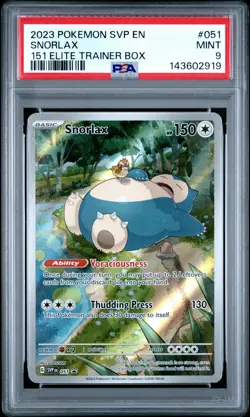 2023 POKEMON SVP EN-SV BLACK STAR PROMO 151 ELITE TRAINER BOX #051 SNORLAX PSA 9 - Image 1