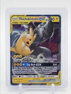 PIKACHU & ZEKROM GX 2019 POKEMON SUN & MOON TEAM UP RARE 33/181 Q7119 - Image 1