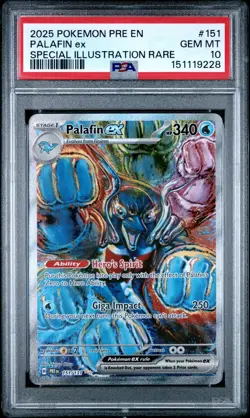 2025 POKEMON PRISMATIC EVOLUTIONS SPECIAL ILLUSTRATION RARE PALAFIN EX PSA 10 - Image 1