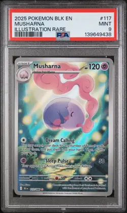 2025 POKEMON BLK EN-BLACK BOLT ILLUSTRATION RARE #117 MUSHARNA PSA 9 - Image 1