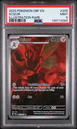 2023 POKEMON OBF EN-OBSIDIAN FLAMES ILLUSTRATION RARE #205 SCIZOR PSA 9 - Image 1