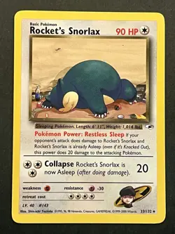 Rocket’s Snorlax 2000 Gym Heroes 33/132 Non Holo Vintage Pokemon - Image 1