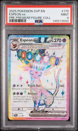 2025 POKEMON PRISMATIC EVOLUTIONS PREMIUM FIGURE COLLECTION ESPEON EX PSA 9 - Image 1