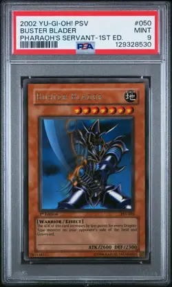2002 YU-GI-OH! PSV-PHARAOH'S SERVANT 1ST EDITION #050 BUSTER BLADER PSA 9 - Image 1