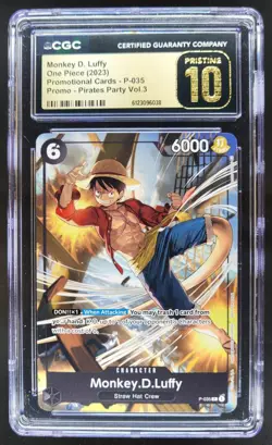 2023 ONE PIECE MONKEY D. LUFFY PROMO P-035 CGC 10 PRISTINE B PT - Image 1
