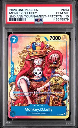 2024 ONE PIECE 2ND ANV TOURNAMENT-PARTICIPATION PROMOS MONKEY D. LUFFY PSA 10 - Image 1