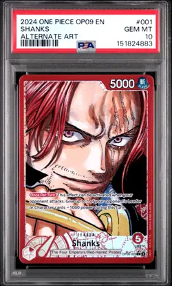 2024 ONE PIECE SHANKS ALTERNATE ART OP09-EMPERORS IN THE NEW WORLD #001 PSA 10 - Image 1