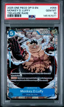 2025 ONE PIECE OP13-CARRYING ON HIS WILL TREASURE RARE MONKEY D. LUFFY PSA 10 - Image 1