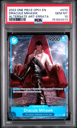 2022 ONE PIECE DRACULE MIHAWK ALTERNATE ART-ERRATA OP01-ROMANCE DAWN #070 PSA 10 - Image 1