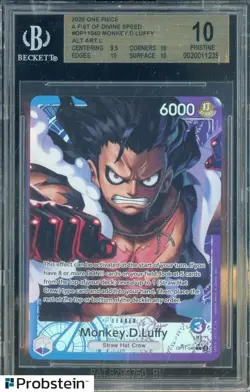 2025 One Piece A Fist Of Divine Speed Monkey D. Luffy Alt Art BGS 10 PRISTINE - Image 1