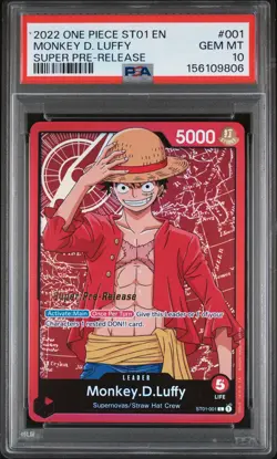 2022 ONE PIECE STARTER DECK ST01-STRAW HAT CREW #001 MONKEY D. LUFFY PSA 10 - Image 1