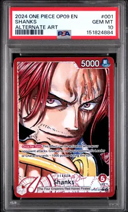 2024 ONE PIECE SHANKS ALTERNATE ART OP09-EMPERORS IN THE NEW WORLD #001 PSA 10 - Image 1