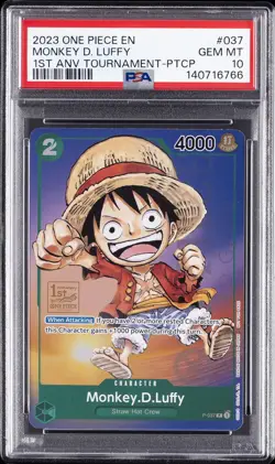 2023 ONE PIECE 1ST ANV TOURNAMENT-PARTICIPATION PROMOS MONKEY D. LUFFY PSA 10 - Image 1