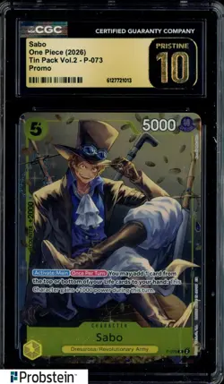 2026 One Piece Tin Pack Vol 2 Promo #P073 Sabo CGC 10 PRISTINE - Image 1