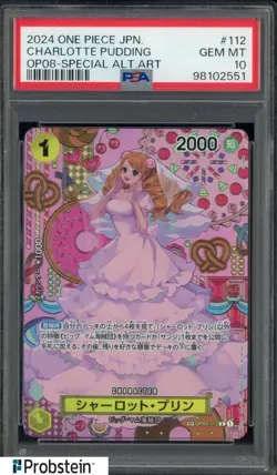 2024 One Piece Japanese OP08 Special Alternate Art #112 Charlotte Pudding PSA 10 - Image 1
