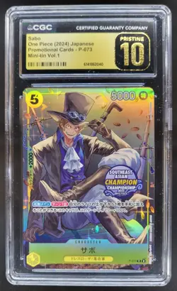 2024 ONE PIECE JP SABO PROMO P-073 MINI-TIN VOL. 1 CGC 10 PRISTINE B PT - Image 1