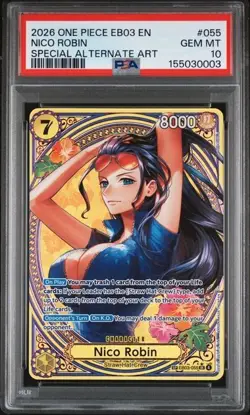 ONE PIECE NICO ROBIN 2026 EB03-HEROINES EDITION- #055 SPECIAL ALT ART PSA 10 - Image 1