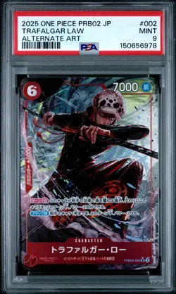 2025 ONE PIECE JAPANESE PRB02 ALTERNATE ART #002 TRAFALGAR LAW PSA 9 - Image 1