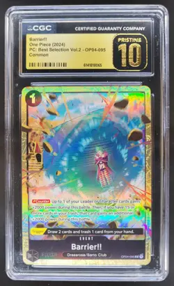 2024 ONE PIECE BARRIER!! ALT ART BEST SELECTION OP04-095 CGC 10 PRISTINE RC7 - Image 1