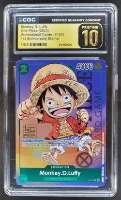 2023 ONE PIECE MONKEY D. LUFFY PROMO P-037 CGC 10 PRISTINE B PT - Image 1