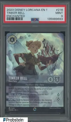 2023 Disney Lorcana EN 1 Enchanted #216 Tinker Bell PSA 9 MINT - Image 1