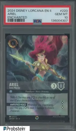 2024 Disney Lorcana EN 4 Enchanted #220 Ariel PSA 10 GEM MINT - Image 1