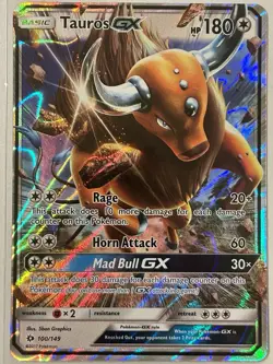 Tauros GX - 100/149 - Pokemon Sun & Moon Base Set Ultra Rare Card NM - Image 1