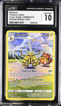 CGC 10 GEM MINT Electivire GG08/GG70 Galarian Gallery Crown Zenith Pokemon Card - Image 1