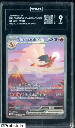 Pokemon TCG Charizard EX 199/165 Scarlet Violet 151 English Card TAG 9 MINT - Image 1