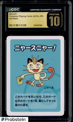 2019 Pokemon Japanese Playing Cards Old Maid Meowth CGC 10 PRISTINE - Image 1