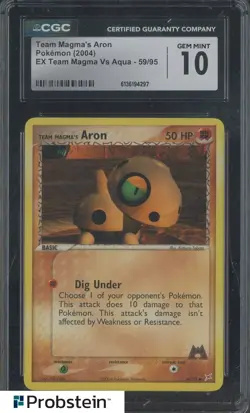 2004 Pokemon Ex Team Magma VS Aqua #59 Team Magma's Aron CGC 10 GEM MINT - Image 1