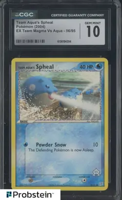 2004 Pokemon Ex Team Magma VS Aqua #56 Team Aqua's Spheal CGC 10 GEM MINT - Image 1