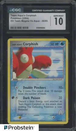 2004 Pokemon Ex Team Magma VS Aqua #26 Team Aqua's Corphish CGC 10 GEM MINT - Image 1