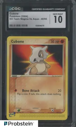 2004 Pokemon Ex Team Magma VS Aqua #40 Cubone CGC 10 GEM MINT - Image 1