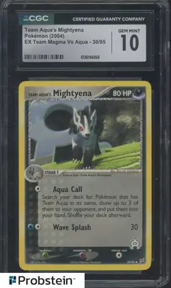 2004 Pokemon Ex Team Magma VS Aqua #30 Team Aqua's Mightyena CGC 10 GEM MINT - Image 1