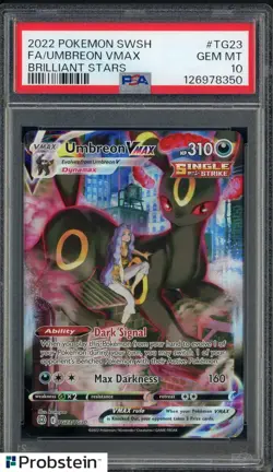 2022 Pokemon SWSH Brilliant Stars #TG23 FA/Umbreon VMAX PSA 10 GEM MINT - Image 1