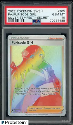 2022 Pokemon SWSH Silver Tempest Secret #205 FA Furisode Girl PSA 10 GEM MINT - Image 1