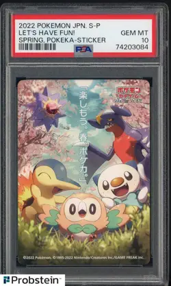 2022 Pokemon Japanese S-P Spring Pokeka Sticker Let's Gave Fun! PSA 10 GEM MINT - Image 1