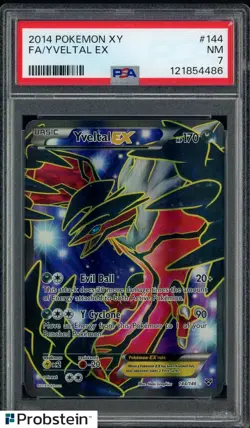 2014 Pokemon XY #144 FA Yveltal EX PSA 7 NM - Image 1